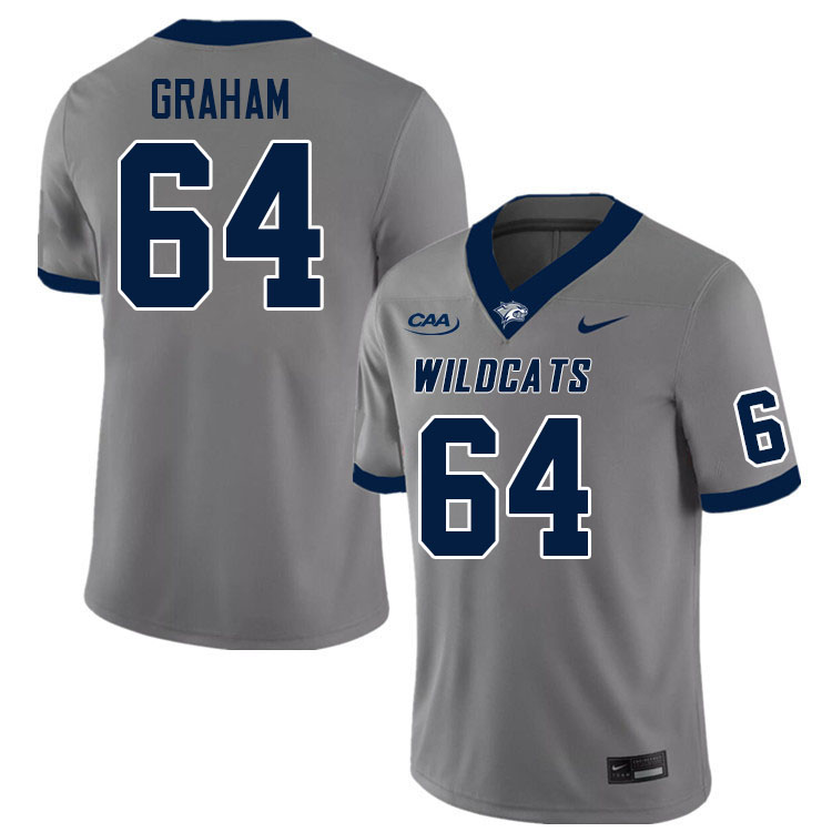New Hampshire Wildcats #64 Brendan Graham College Football Jerseys Stitched Sale-Grey